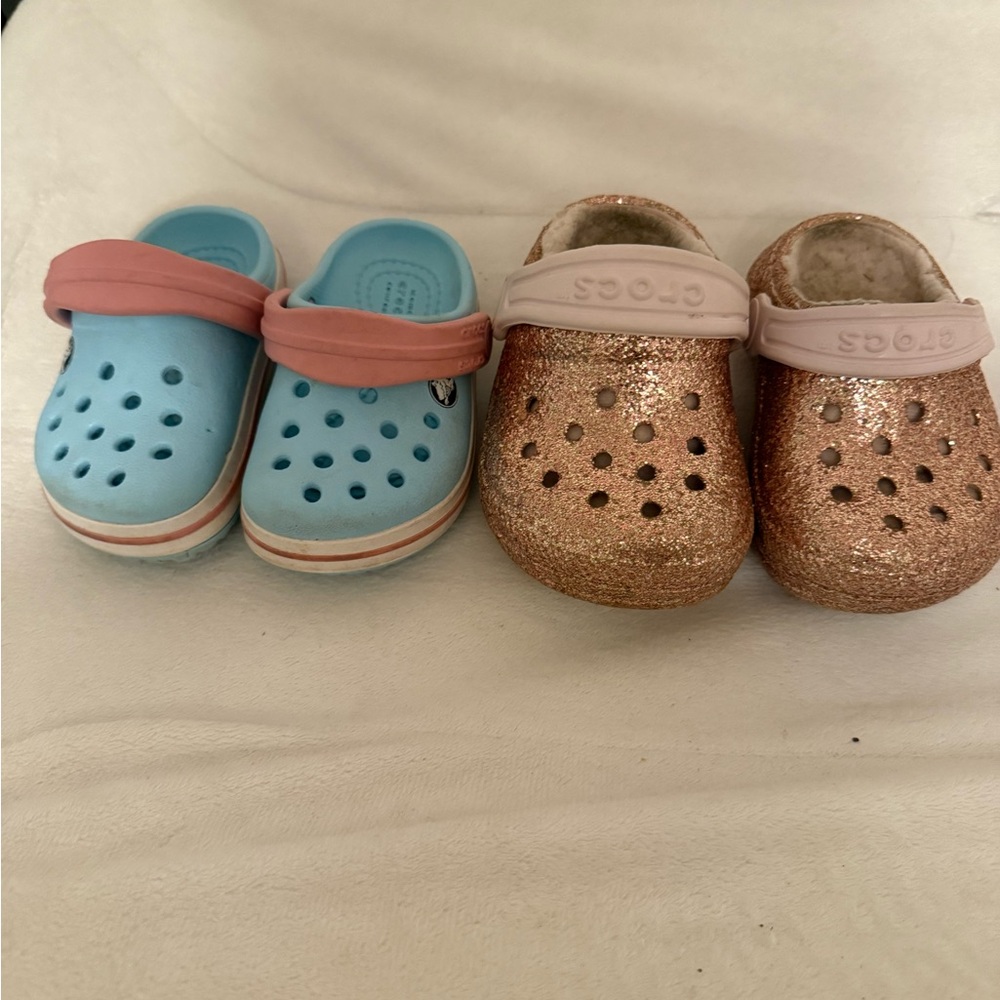 Crocs Kids' Blue and Gold Clogs